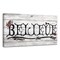 Crafted Creations White and Black 'BELIEVE' III Christmas Canvas Wall Art Decor 12" x 24"